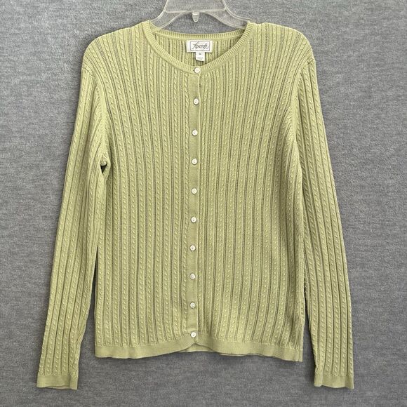 Foxcroft Cardigan Sweater Twin Set Size M Supima Cotton Pointelle Cable Knit - Picture 5 of 16